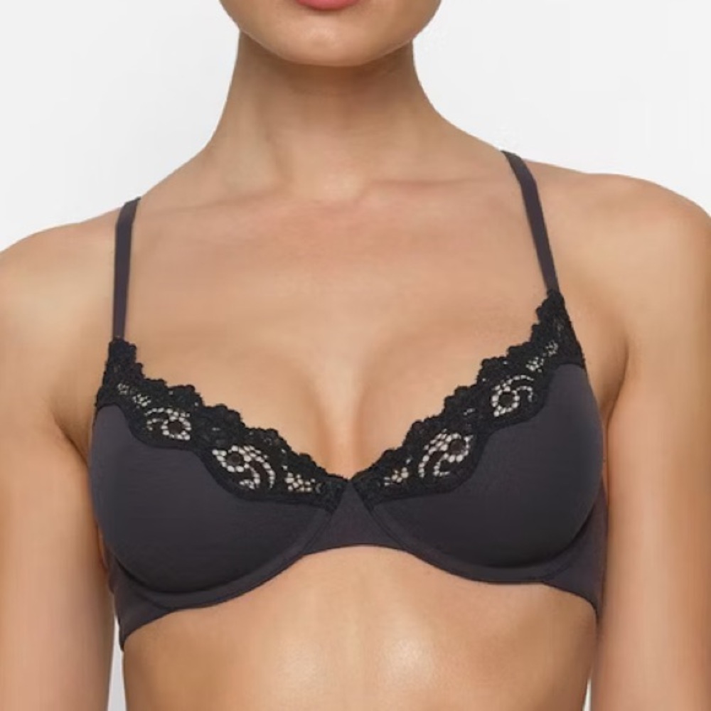 Skims Black Lace Trim Bra 32DD